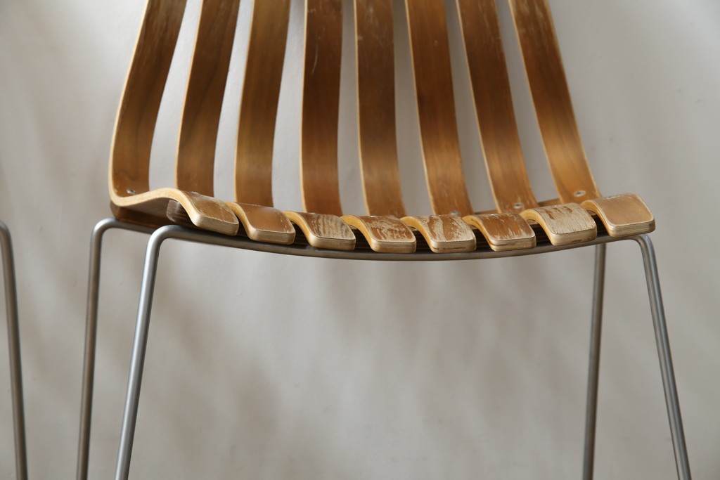 ノルウェービンテージ　名作　Hans Bruttrud(ハンス・ブラットルゥ)デザイン　スカンディアジュニア(Scandia Junior)　スタッキングチェア2脚セット(アームレスチェア、ダイニングチェア、椅子、イス、北欧ヴィンテージ、バラ売り可能)(R-083805)