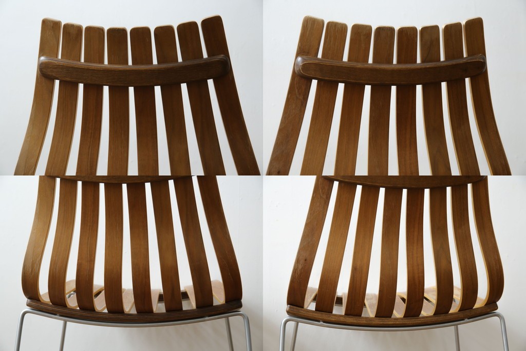 ノルウェービンテージ　名作　Hans Bruttrud(ハンス・ブラットルゥ)デザイン　スカンディアジュニア(Scandia Junior)　スタッキングチェア2脚セット(アームレスチェア、ダイニングチェア、椅子、イス、北欧ヴィンテージ、バラ売り可能)(R-083805)