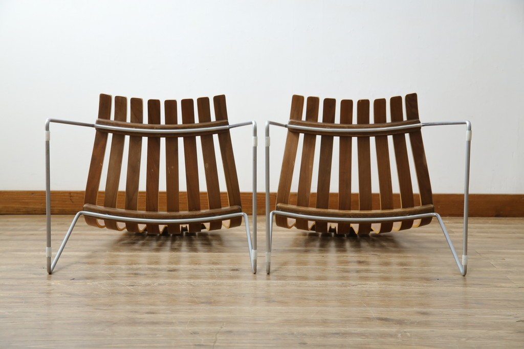 ノルウェービンテージ　名作　Hans Bruttrud(ハンス・ブラットルゥ)デザイン　スカンディアジュニア(Scandia Junior)　スタッキングチェア2脚セット(アームレスチェア、ダイニングチェア、椅子、イス、北欧ヴィンテージ、バラ売り可能)(R-083805)