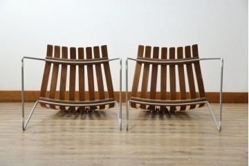 ノルウェービンテージ　名作　Hans Bruttrud(ハンス・ブラットルゥ)デザイン　スカンディアジュニア(Scandia Junior)　スタッキングチェア2脚セット(アームレスチェア、ダイニングチェア、椅子、イス、北欧ヴィンテージ、バラ売り可能)(R-083805)