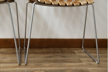 ノルウェービンテージ　名作　Hans Bruttrud(ハンス・ブラットルゥ)デザイン　スカンディアジュニア(Scandia Junior)　スタッキングチェア2脚セット(アームレスチェア、ダイニングチェア、椅子、イス、北欧ヴィンテージ、バラ売り可能)(R-083805)