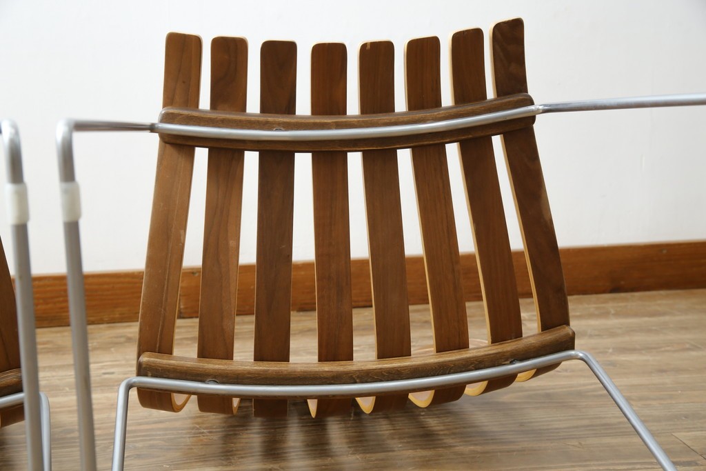 ノルウェービンテージ　名作　Hans Bruttrud(ハンス・ブラットルゥ)デザイン　スカンディアジュニア(Scandia Junior)　スタッキングチェア2脚セット(アームレスチェア、ダイニングチェア、椅子、イス、北欧ヴィンテージ、バラ売り可能)(R-083805)