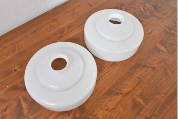 和製アンティーク　シンプルなのに存在感がある浅盛ガラスシェード2個セット(照明カバー、吊り下げ照明、ペンダントライト、天井照明、電笠)(R-083808)