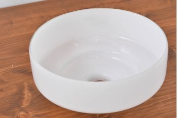 和製アンティーク　シンプルなのに存在感がある浅盛ガラスシェード2個セット(照明カバー、吊り下げ照明、ペンダントライト、天井照明、電笠)(R-083808)