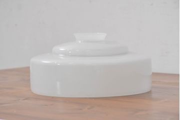 和製アンティーク　シンプルなのに存在感がある浅盛ガラスシェード(照明カバー、吊り下げ照明、ペンダントライト、天井照明、電笠)(R-083809)