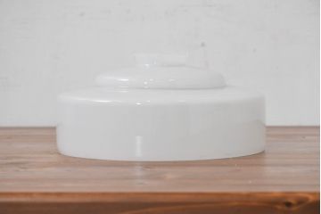 和製アンティーク　シンプルなのに存在感がある浅盛ガラスシェード(照明カバー、吊り下げ照明、ペンダントライト、天井照明、電笠)(R-083809)