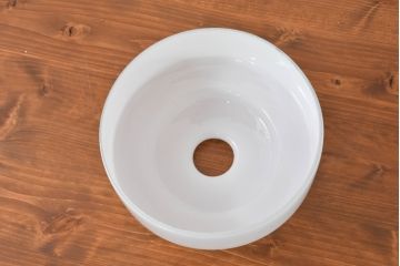 和製アンティーク　シンプルなのに存在感がある浅盛ガラスシェード(照明カバー、吊り下げ照明、ペンダントライト、天井照明、電笠)(R-083809)