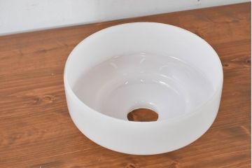 和製アンティーク　シンプルなのに存在感がある浅盛ガラスシェード(照明カバー、吊り下げ照明、ペンダントライト、天井照明、電笠)(R-083810)