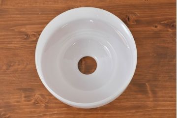 和製アンティーク　シンプルなのに存在感がある浅盛ガラスシェード(照明カバー、吊り下げ照明、ペンダントライト、天井照明、電笠)(R-083810)