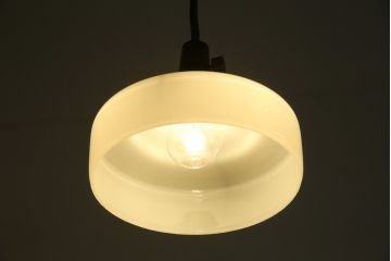 和製アンティーク　シンプルなのに存在感がある浅盛ガラスシェード(照明カバー、吊り下げ照明、ペンダントライト、天井照明、電笠)(R-083810)