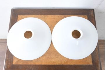 《引っ掛けシーリング式ペンダントライト加工費込み》　和製アンティーク　戦前　レトロな平笠2個セット(天井照明カバー、吊り下げ照明カバー、シェード、電笠)(R-083814)