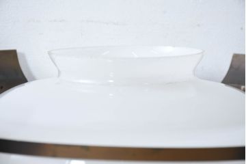 和製アンティーク　大正ロマン　銅飾り付きのレトロなガラス製ペンダントライト(吊り下げ照明、天井照明、シェードランプ)(R-083833)