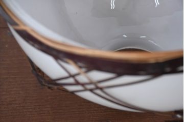 和製アンティーク　趣のある竹細工のペンダントライト2個セット(吊り下げ照明、天井照明、シェードランプ)(R-083834)