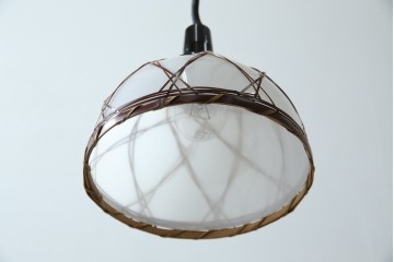 和製アンティーク　趣のある竹細工のペンダントライト(吊り下げ照明、天井照明、シェードランプ)(R-083835)