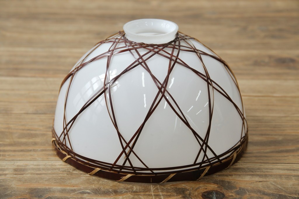 和製アンティーク　趣のある竹細工のペンダントライト(吊り下げ照明、天井照明、シェードランプ)(R-083835)