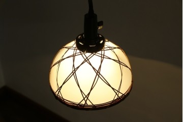 和製アンティーク　趣のある竹細工のペンダントライト(吊り下げ照明、天井照明、シェードランプ)(R-083835)