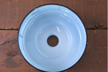 《引っ掛けシーリング式ペンダントライト加工費込み》　和製アンティーク　青色被せガラスのセルロイド装飾が珍しいペンダントライト(天井照明カバー、吊り下げ照明、シェード、電笠)(R-083839)