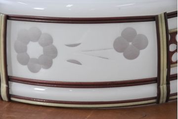 《引っ掛けシーリング式ペンダントライト加工費込み》　和製アンティーク　セルロイド装飾　上品な花模様の装飾が魅力的なペンダントライト(天井照明カバー、吊り下げ照明、シェード、電笠)(R-083841)