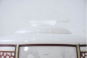 《引っ掛けシーリング式ペンダントライト加工費込み》　和製アンティーク　セルロイド装飾　上品な花模様の装飾が魅力的なペンダントライト(天井照明カバー、吊り下げ照明、シェード、電笠)(R-083841)