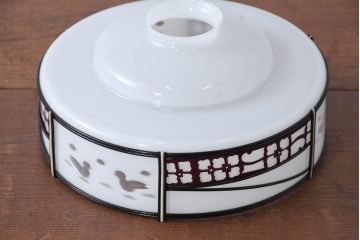 《引っ掛けシーリング式ペンダントライト加工費込み》　和製アンティーク　セルロイド装飾　渋みある色合いと繊細なデザインが美しいペンダントライト(天井照明カバー、吊り下げ照明、シェード、電笠)(R-083842)