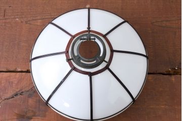 《引っ掛けシーリング式ペンダントライト加工費込み》　和製アンティーク　セルロイド装飾　落ち着いたえんじ色と優雅な曲線が調和したペンダントライト(天井照明カバー、吊り下げ照明、シェード、電笠)(R-083844)