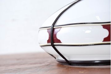 《引っ掛けシーリング式ペンダントライト加工費込み》　和製アンティーク　セルロイド装飾　落ち着いたえんじ色と優雅な曲線が調和したペンダントライト(天井照明カバー、吊り下げ照明、シェード、電笠)(R-083844)