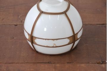 《引っ掛けシーリング式ペンダントライト加工費込み》　和製アンティーク　セルロイド装飾　丸みを帯びた愛らしいフォルムのペンダントライト(天井照明カバー、吊り下げ照明、シェード、電笠)(R-083845)