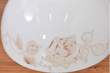 和製アンティーク　薔薇(バラ)　繊細なガラス絵が彩るレトロランプシェード2個セット(照明カバー、吊り下げ照明、ペンダントライト、天井照明、電笠)(R-083854)