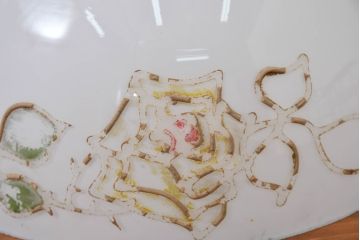 和製アンティーク　薔薇(バラ)　繊細なガラス絵が彩るレトロランプシェード2個セット(照明カバー、吊り下げ照明、ペンダントライト、天井照明、電笠)(R-083855)