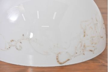 和製アンティーク　薔薇(バラ)　繊細なガラス絵が彩るレトロランプシェード(照明カバー、吊り下げ照明、ペンダントライト、天井照明、電笠)(R-083856)