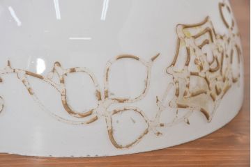 和製アンティーク　薔薇(バラ)　繊細なガラス絵が彩るレトロランプシェード(照明カバー、吊り下げ照明、ペンダントライト、天井照明、電笠)(R-083857)