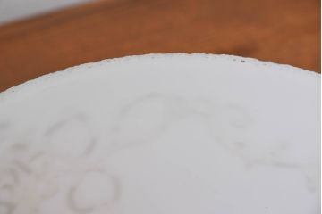 和製アンティーク　薔薇(バラ)　繊細なガラス絵が彩るレトロランプシェード(照明カバー、吊り下げ照明、ペンダントライト、天井照明、電笠)(R-083857)