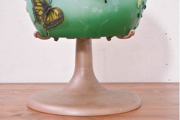 中古　国の卓越技能者「現代の名工」　ガラス工芸作家　黒木国昭作　新世紀ロマンシリーズ　キアゲハと姫女苑(ヒメジョオン)テーブルランプ(卓上照明、卓上ランプ、テーブルライト、スタンドライト、ナイトスタンド)(定価推定120万円前後)(R-083863)