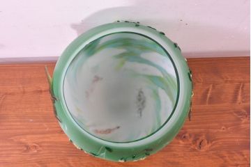 中古　国の卓越技能者「現代の名工」　ガラス工芸作家　黒木国昭作　新世紀ロマンシリーズ　キアゲハと姫女苑(ヒメジョオン)テーブルランプ(卓上照明、卓上ランプ、テーブルライト、スタンドライト、ナイトスタンド)(定価推定120万円前後)(R-083863)