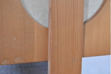 和製ビンテージ　高級杉材　神代杉ベース　有明行灯デザイン　和の雰囲気漂うテーブルスタンド(卓上照明、行燈、置き型照明、スタンドライト、テーブルランプ、テーブルスタンド、あんどん、ヴィンテージ)(R-083864)