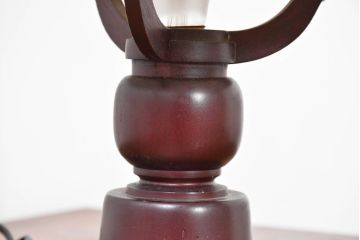 和製ビンテージ　民芸家具　木芸研究会　温かみある木製フレームが魅力的なスタンドライト(テーブルランプ、テーブル照明、テーブルライト、デスクライト、デスクスタンド、卓上照明、ヴィンテージ)(R-083869)