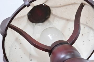 和製ビンテージ　民芸家具　木芸研究会　温かみある木製フレームが魅力的なスタンドライト(テーブルランプ、テーブル照明、テーブルライト、デスクライト、デスクスタンド、卓上照明、ヴィンテージ)(R-083869)