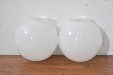 《引っ掛けシーリング式ペンダントライト加工費込み》　和製アンティーク　球体型　丸いフォルムが可愛らしいペンダントライト2個セット(吊り下げ照明、天井照明、シェード、電笠、照明カバー)(R-083871)