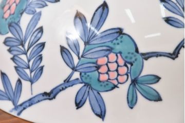 和製アンティーク　オールドノリタケ(日陶)　柘榴の図　手書きの繊細さと自然美を感じさる照明カバー(シェード、電笠、吊り下げ照明、ペンダントライト)(R-083886)