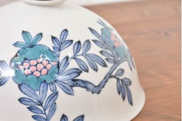 和製アンティーク　オールドノリタケ(日陶)　柘榴の図　手書きの繊細さと自然美を感じさる照明カバー(シェード、電笠、吊り下げ照明、ペンダントライト)(R-083886)