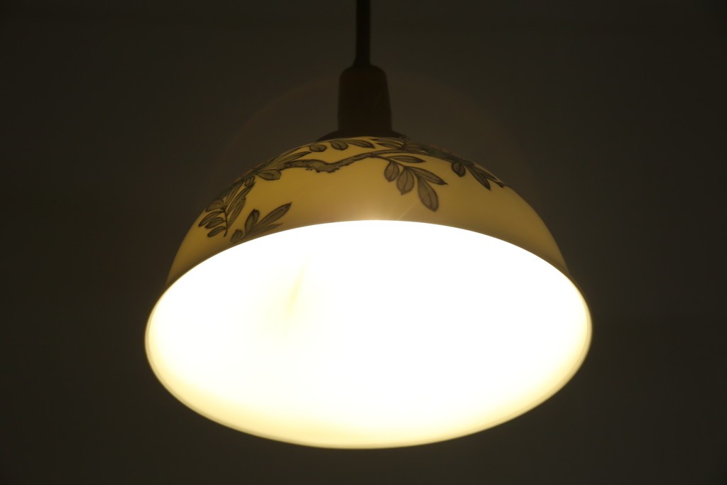 和製アンティーク　オールドノリタケ(日陶)　柘榴の図　手書きの繊細さと自然美を感じさる吊り下げ照明　(R-083886)