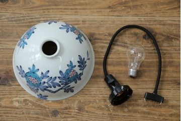 和製アンティーク　オールドノリタケ(日陶)　柘榴の図　手書きの繊細さと自然美を感じさる吊り下げ照明　(R-083886)