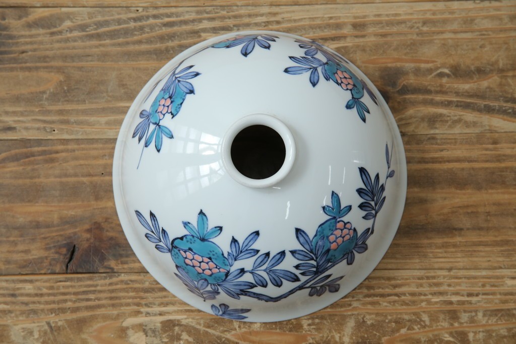 和製アンティーク　オールドノリタケ(日陶)　柘榴の図　手書きの繊細さと自然美を感じさる吊り下げ照明　(R-083886)