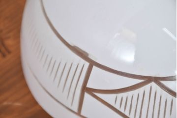 和製アンティーク　戦前　昭和初期　和モダンの空間に最適な切子が魅力の電笠2個セット(吊り下げ照明、ペンダントライト、天井照明、シェード、照明カバー)(R-083887)