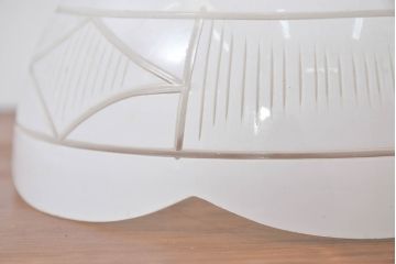 和製アンティーク　戦前　昭和初期　和モダンの空間に最適な切子が魅力の電笠2個セット(吊り下げ照明、ペンダントライト、天井照明、シェード、照明カバー)(R-083887)