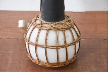 和製ビンテージ　ラタン飾り付き　温もり感じるデザインのペンダントライト(天井照明、吊り下げ照明、シェード、電笠、ヴィンテージ)(R-083894)