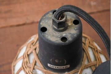 和製ビンテージ　ラタン飾り付き　温もり感じるデザインのペンダントライト(天井照明、吊り下げ照明、シェード、電笠、ヴィンテージ)(R-083894)
