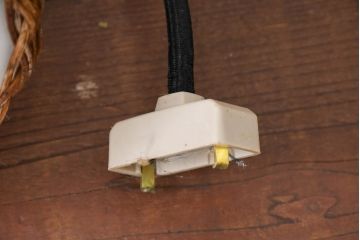 和製ビンテージ　ラタン飾り付き　温もり感じるデザインのペンダントライト(天井照明、吊り下げ照明、シェード、電笠、ヴィンテージ)(R-083894)