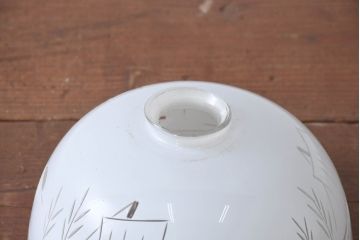 和製アンティーク　戦前　昭和初期　切子のノスタルジックな風景模様が心安らぐ空間を演出する電笠(吊り下げ照明、ペンダントライト、天井照明、シェード、照明カバー)(R-083897)