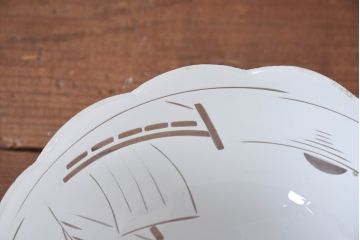和製アンティーク　戦前　昭和初期　切子のノスタルジックな風景模様が心安らぐ空間を演出する電笠(吊り下げ照明、ペンダントライト、天井照明、シェード、照明カバー)(R-083897)